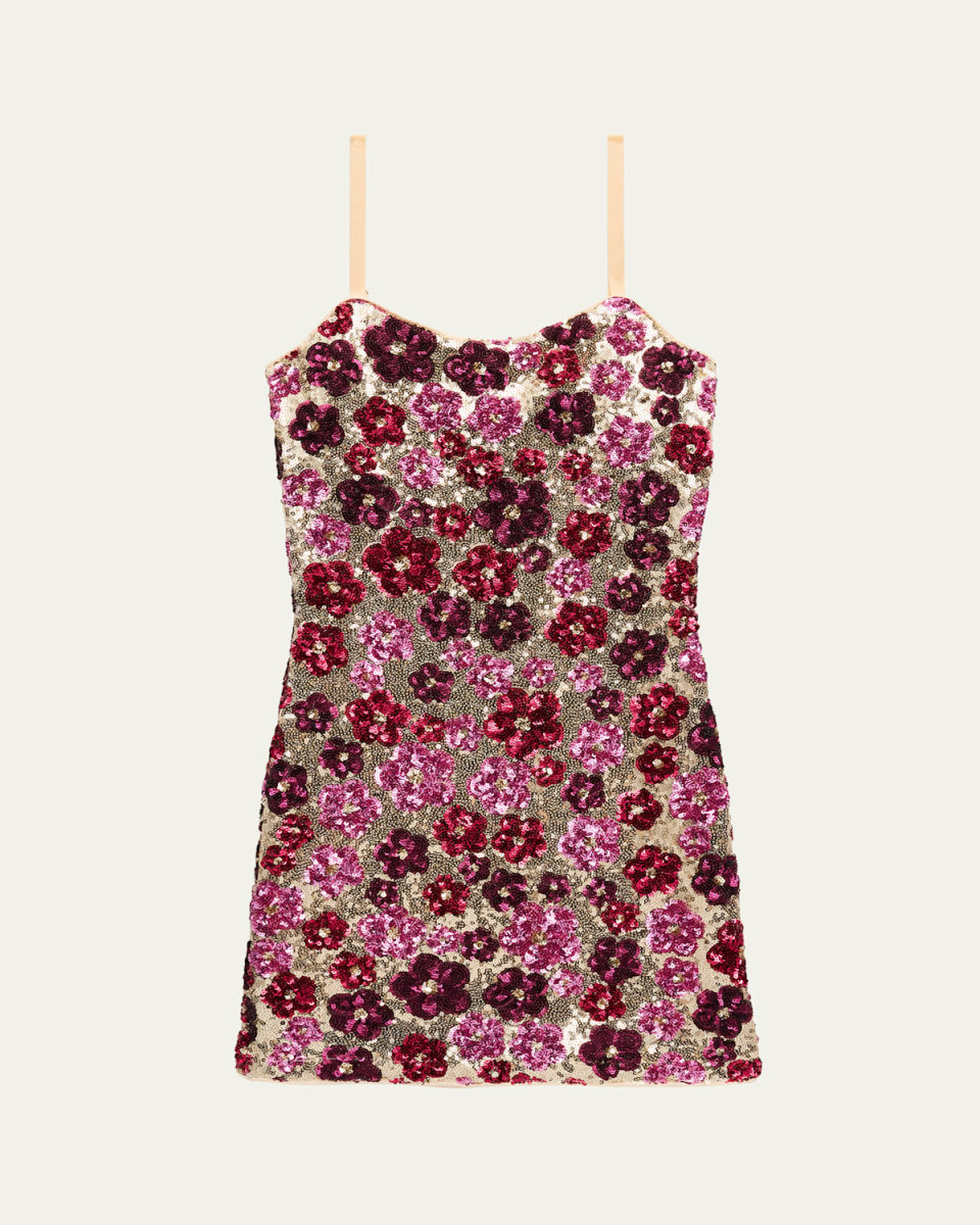 Girl's Tween Floral Sequin Dress, Size S-
